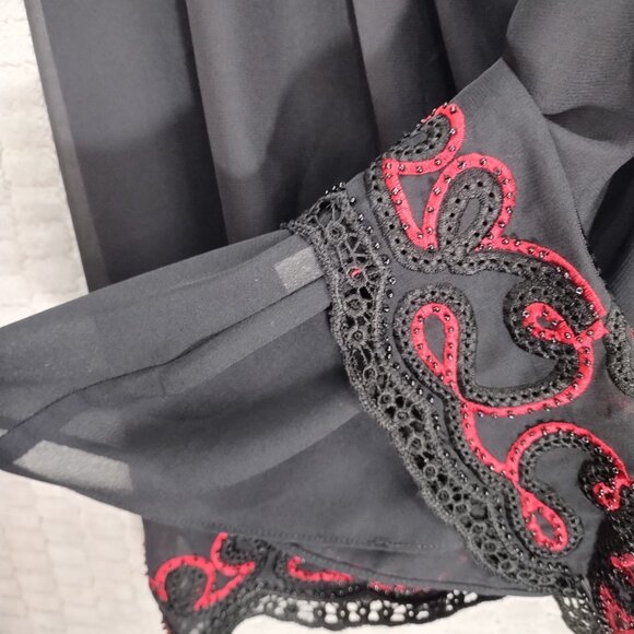 INC International Concepts Black Blouse with Red Embroidery - Picture 8 of 11